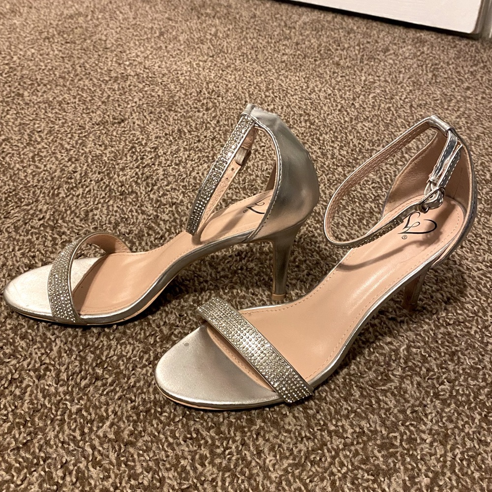 Silver Rhinestone Dress Heels